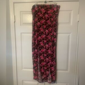 Flannel Slit-Front Tube Top Dress